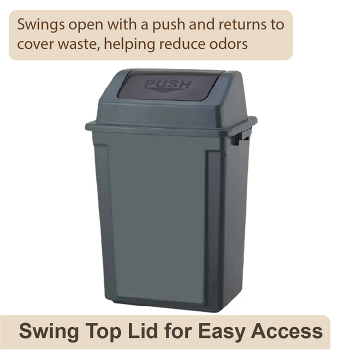 Swing Top Dustbin | Trash Bin | 40L, 60L | Dustbin for Kitchen | Plastic Bin - HippoMart SG
