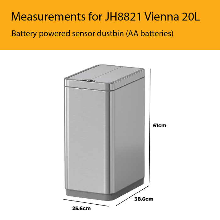 JAVA Dustbin | VIENNA | JH8821 | 20L | Sensor Bin | Trash Bin | Waste Bin | Kitchen Bin | Bin - HippoMart SG