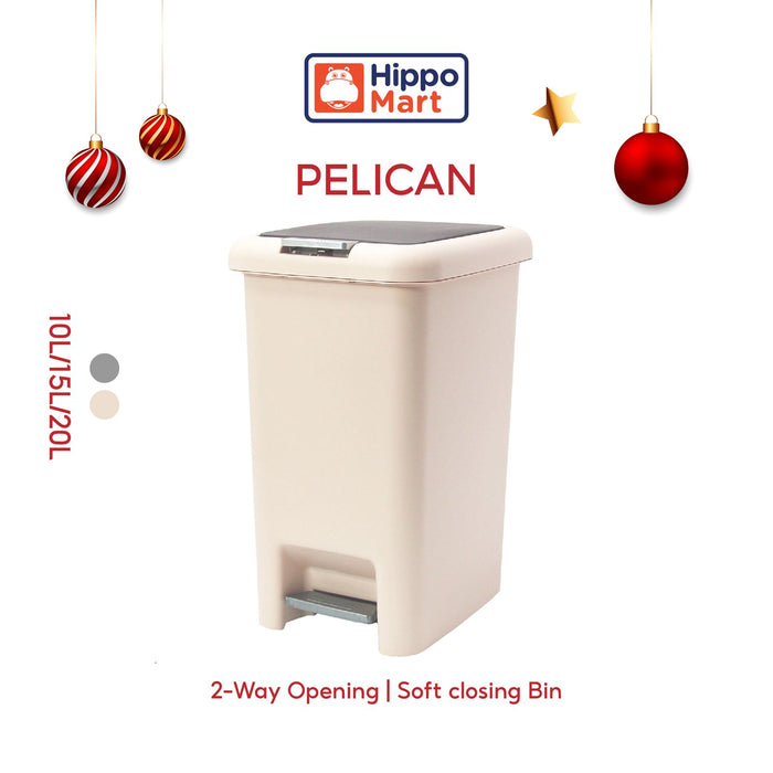 Pelican Dustbin | Premium Soft Closing | Pedal Bin | 2 Way Opening | 10L, 15L, 20L, 30L | Trash Bin