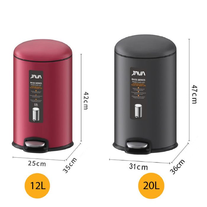 JAVA Dustbin | BASS | JH8853 | 5L, 8L, 12L, 20L, 30L | Step Bin | Soft Closing | Trash Bin | Dustbin - HippoMart SG