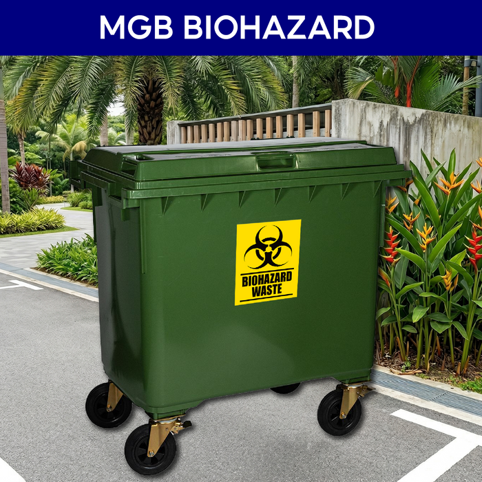 Biohazard Mobile Garbage Bin | 660L, 1100L | Trash Bin | Waste Bin | Medical Bin | Multisize - HippoMart SG