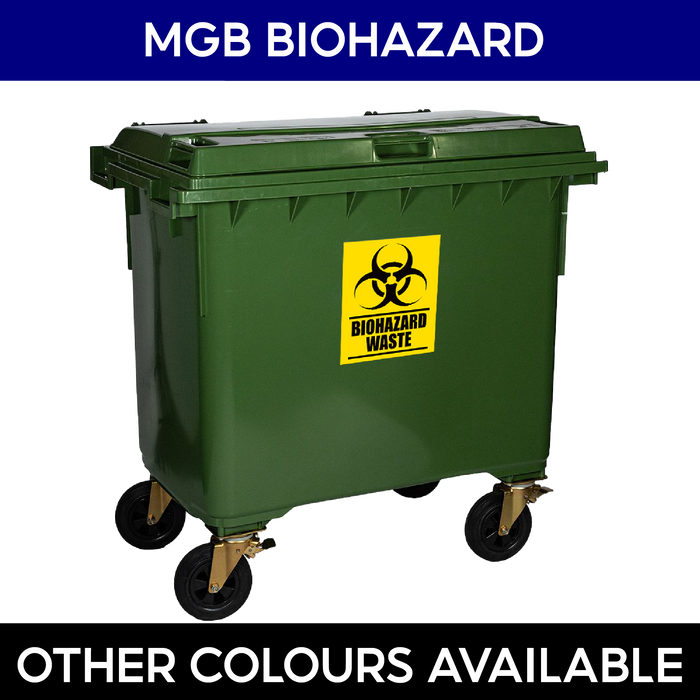 Biohazard Mobile Garbage Bin | 660L, 1100L | Trash Bin | Waste Bin | Medical Bin | Multisize - HippoMart SG