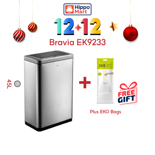 EKO Dustbin | Bravia | EK9233 | 45L | Dustbin | Trash Bin | Waste Bin | Stainless Steel | Sensor Bin
