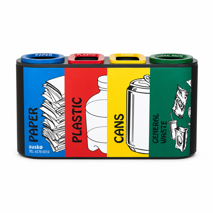 Brivo Multi-Compartment Recycling Bin | 2-in-1, 3-in-1, 4-in-1 Options - HippoMart SG