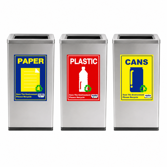 RB3 Dustbin | Swing Top | Open Top | 65L | Stainless Steel | Lobby Bin | Dustbin | Hotel Bin | Outdoor Bin - HippoMart SG