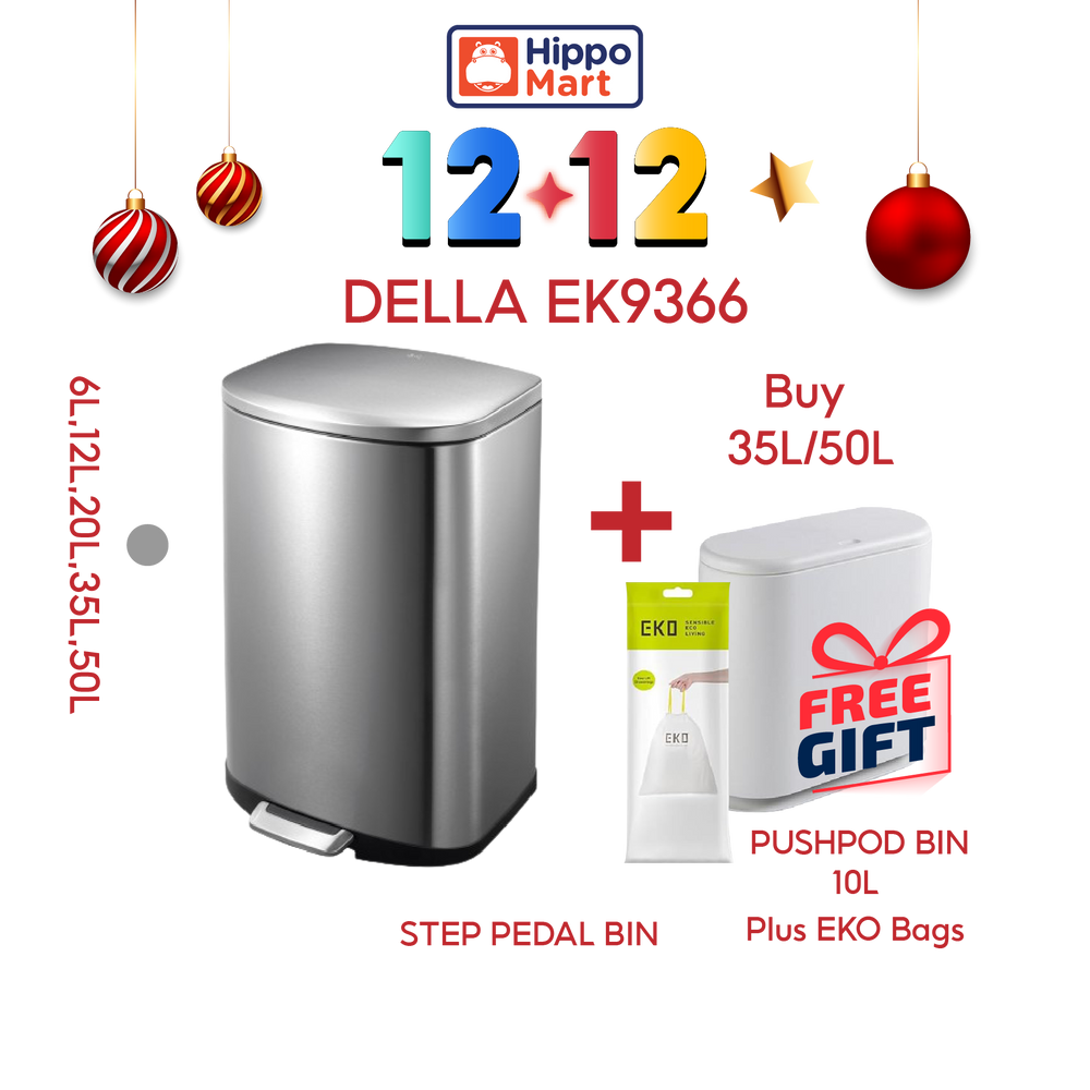 EKO Dustbin | Della | EK9366 | Trash Bin | Waste Bin | Soft Closing | 6L/12L/20L/35L/50L