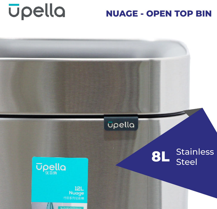 UPELLA NUAGE 8L, Stainless Steel, Open Top Bin