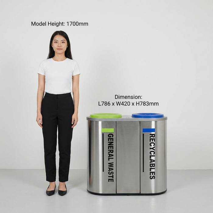 Stainless Steel Recycling Bins Station | 2-in-1, 3-in-1, 4-in-1 Multi-Compartment Options