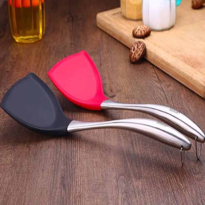 Chef's Pro Grade Silicone Food Grade Spatula Heat Resistant Flexible Rubber Turner - Black - Image #4