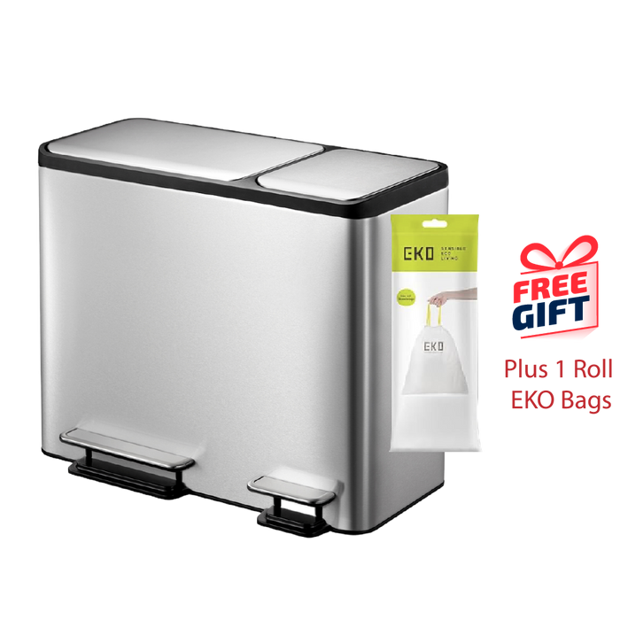 EKO Recycling Bin | Ecocasa | EK9128 | 15L+15L+15 | Dustbin | Trash Bin | Waste Bin | Rubbish Bin - HippoMart SG