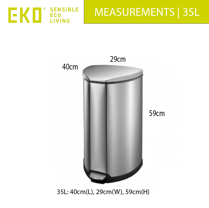 EKO Pedal Dustbin | GRACE | EK9209 | 12L, 25L, 35L - HippoMart SG