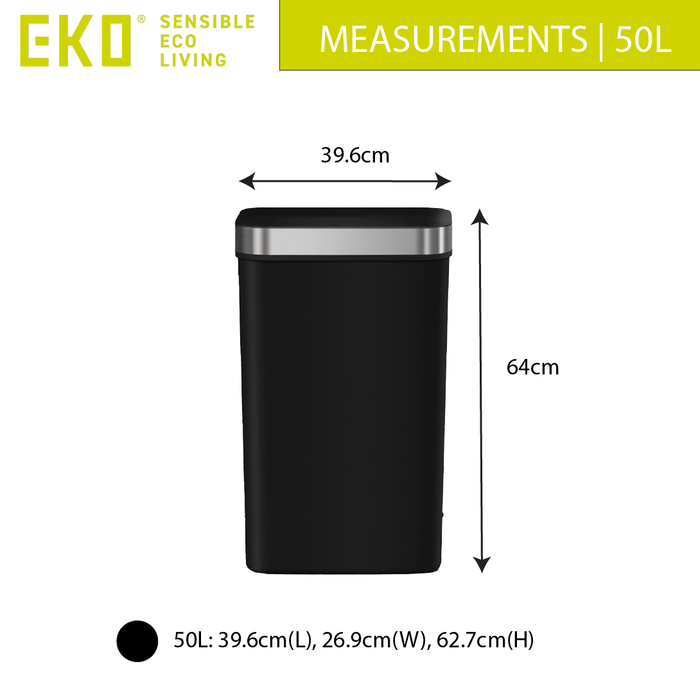 EKO Sensor Bin | Hana Deluxe | EK6433 | 50L | Dustbin - HippoMart SG