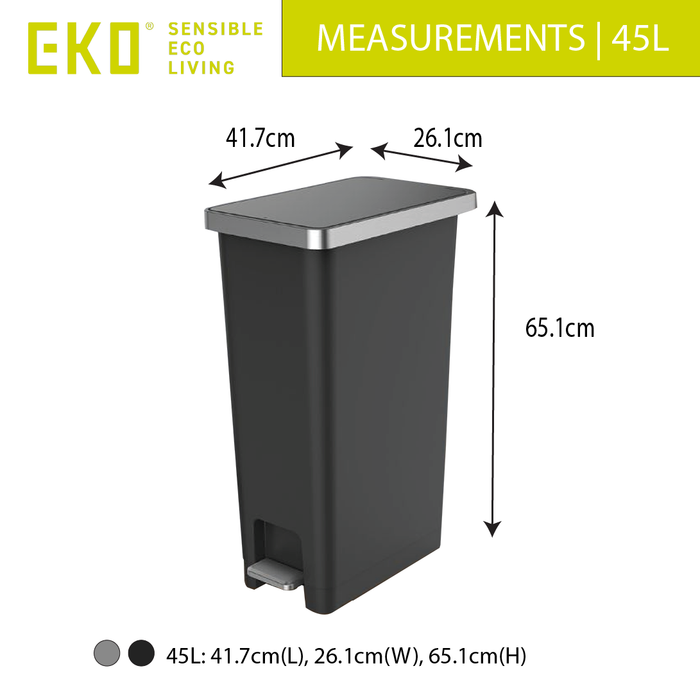 EKO Slim Dustbin | HANA Slim | EK6377 | 45L - HippoMart SG