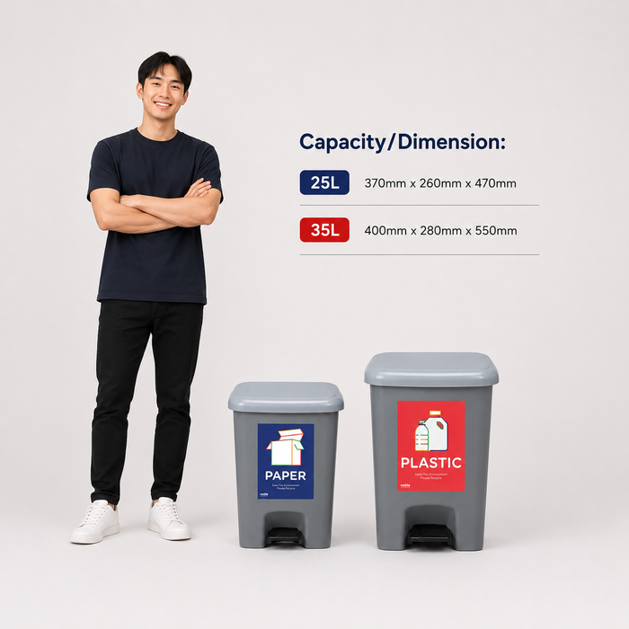 HAPPY BIN | Dustbin | Pedal Waste Bin | 25L, 35L | Waste Bin | Kitchen Bin | Plastic Bin | Bin - HippoMart SG