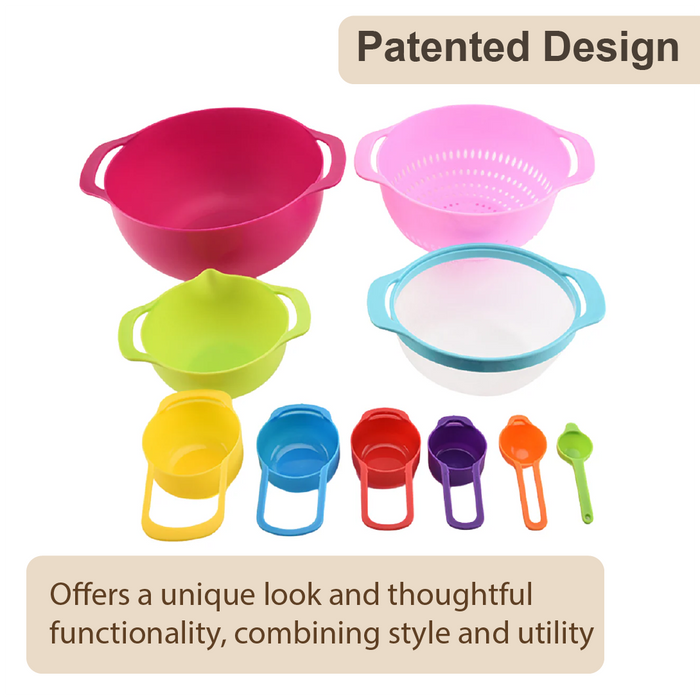 Korean Rainbow Nestable Food Grade ABS Kitchen Utensils & Bowl Set - HippoMart SG
