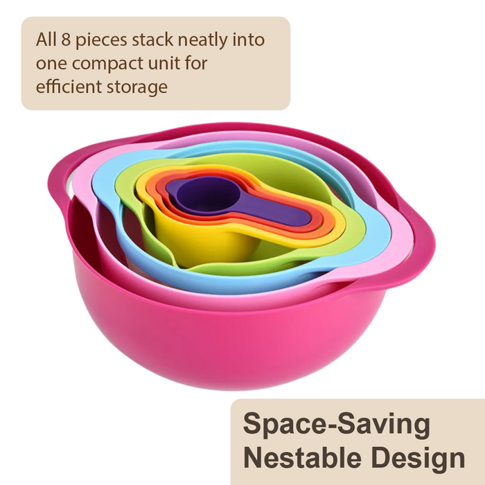 Korean Rainbow Nestable Food Grade ABS Kitchen Utensils & Bowl Set - HippoMart SG