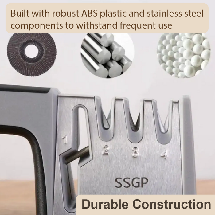 Chef's SUS304 Stainless Steel Kitchen 4-in-1 Knife & Scissor Sharpening Tool - HippoMart SG