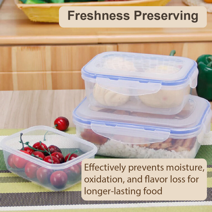 Transparent Plastic Rectangular Leakproof 3 Piece Food Storage Container Set - HippoMart SG