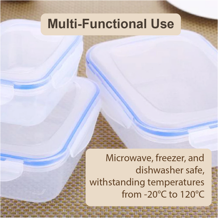 Transparent Plastic Rectangular Leakproof 3 Piece Food Storage Container Set - HippoMart SG