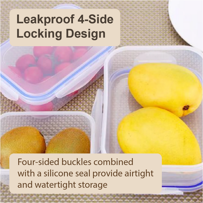 Transparent Plastic Rectangular Leakproof 3 Piece Food Storage Container Set - HippoMart SG
