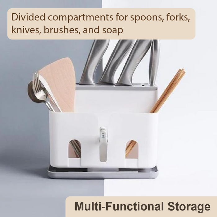 HippoMart Cutlery Drying & Organising ABS Plastic Caddy with Drainage, Multiple Color - HippoMart SG