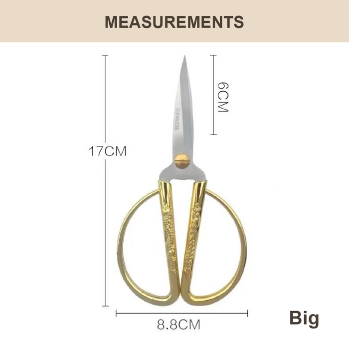 HippoMart Stainless Steel Vintage Household Scissors With Gold Handle [Multiple Sizes] - HippoMart SG