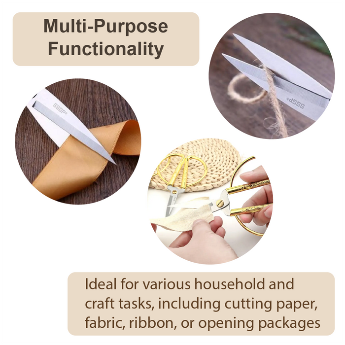 HippoMart Stainless Steel Vintage Household Scissors With Gold Handle [Multiple Sizes] - HippoMart SG