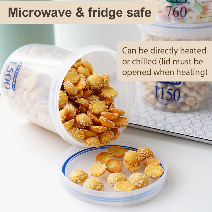 Durable Food Grade Clear Blue Air-Tight PP Kitchen Storage Container, Multiple Size - HippoMart SG