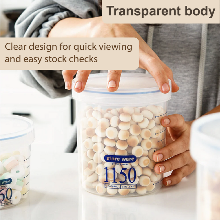 Durable Food Grade Clear Blue Air-Tight PP Kitchen Storage Container, Multiple Size - HippoMart SG