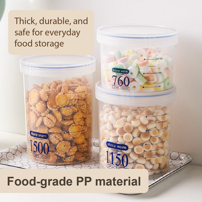 Durable Food Grade Clear Blue Air-Tight PP Kitchen Storage Container, Multiple Size - HippoMart SG