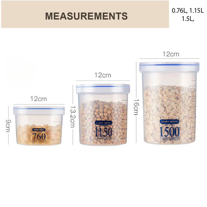 Durable Food Grade Clear Blue Air-Tight PP Kitchen Storage Container, Multiple Size - HippoMart SG