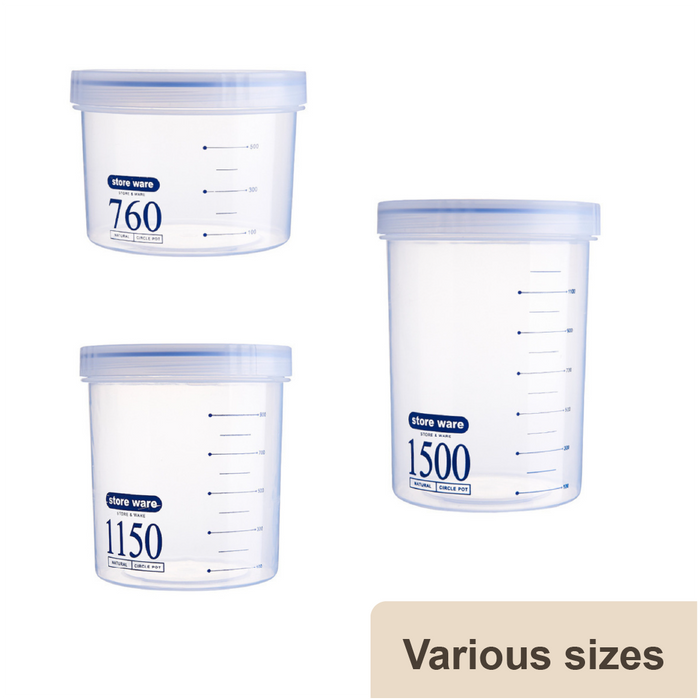 Durable Food Grade Clear Blue Air-Tight PP Kitchen Storage Container, Multiple Size - HippoMart SG