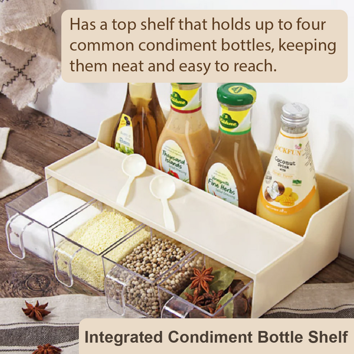 2 in 1 Kitchen Countertop Spices Compartment & Storage Rack, Multiple Color - HippoMart SG