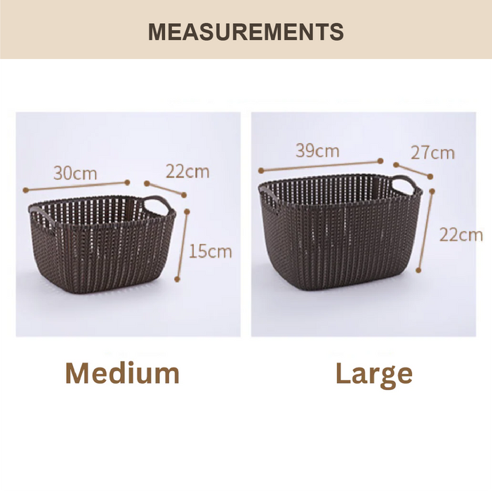 HippoMart Rattan Designer Basket with Slim Handle, Multiple Size, Colour - HippoMart SG