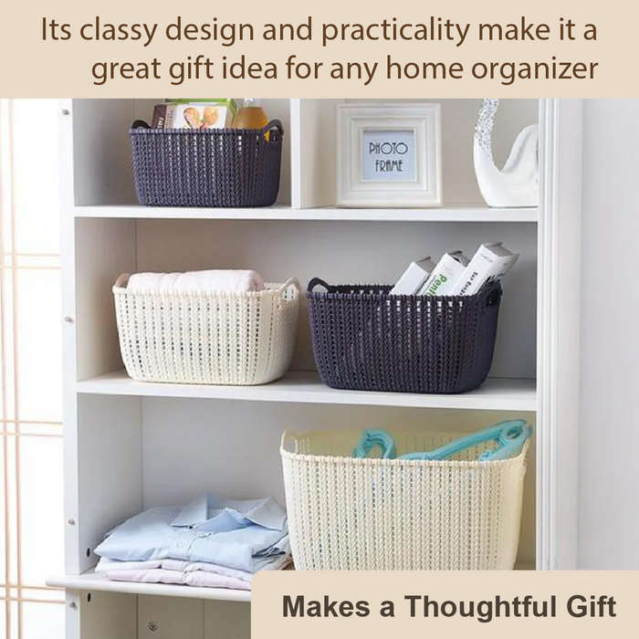 HippoMart Rattan Designer Basket with Slim Handle, Multiple Size, Colour - HippoMart SG