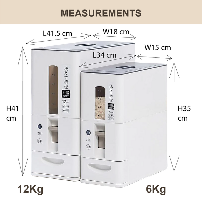 Easy One-Touch Airtight Rice Dispenser with Roller - White - HippoMart SG