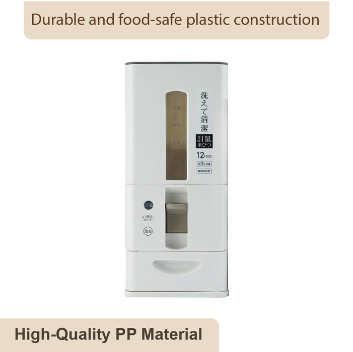 Easy One-Touch Airtight Rice Dispenser with Roller - White - HippoMart SG