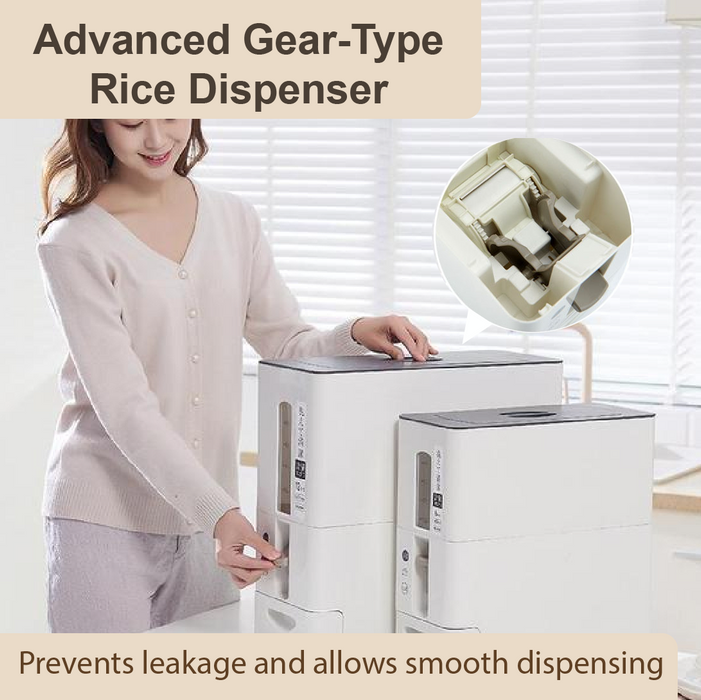 Easy One-Touch Airtight Rice Dispenser with Roller - White - HippoMart SG