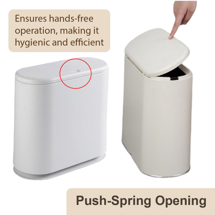 NORDIC Dustbin | Pushpod | Waste Bin | 10L | Multiple Colors | Trash Bin | Kitchen Bin - HippoMart SG