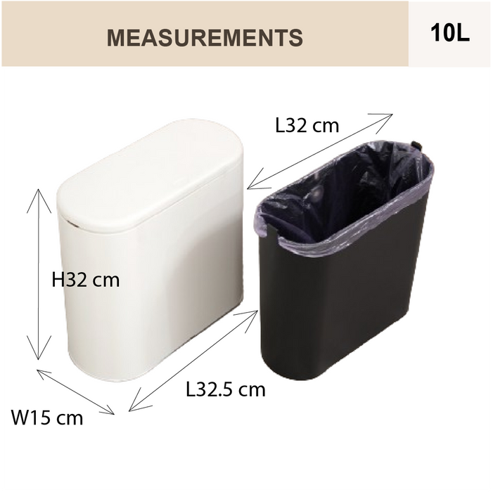 NORDIC Dustbin | Pushpod | Waste Bin | 10L | Multiple Colors | Trash Bin | Kitchen Bin - HippoMart SG