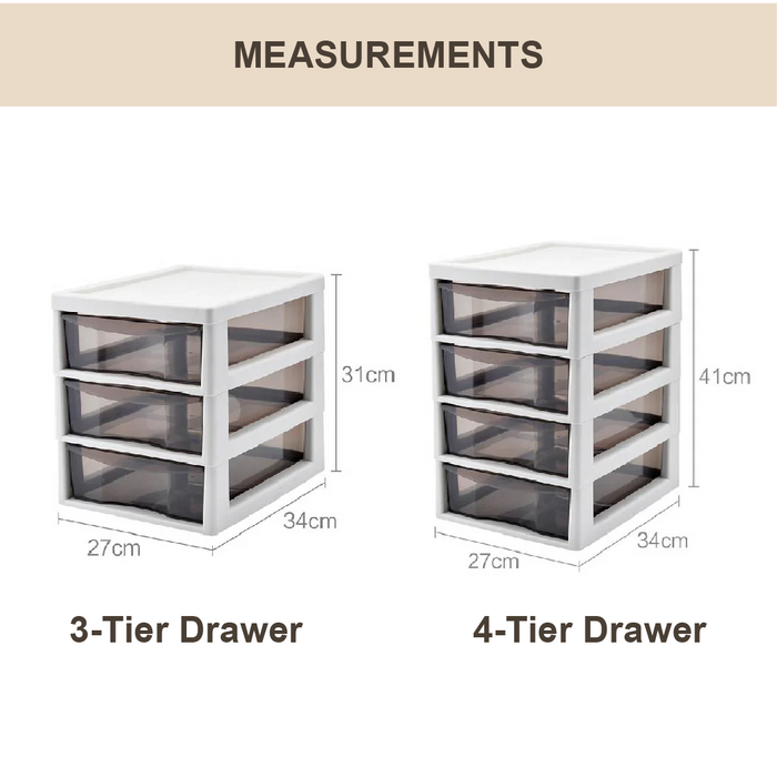Desktop Organiser | Drawer 3 Tier | Drawer 4 Tier | Clear Tray | Office | Drawer Storage Box | File Storage Cabinet - HippoMart SG