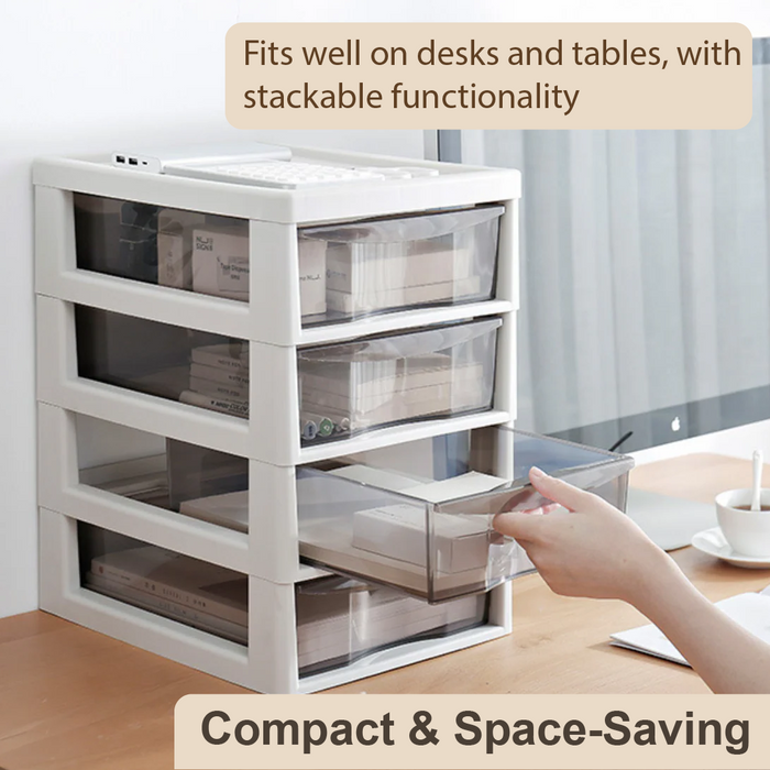 Desktop Organiser | Drawer 3 Tier | Drawer 4 Tier | Clear Tray | Office | Drawer Storage Box | File Storage Cabinet - HippoMart SG