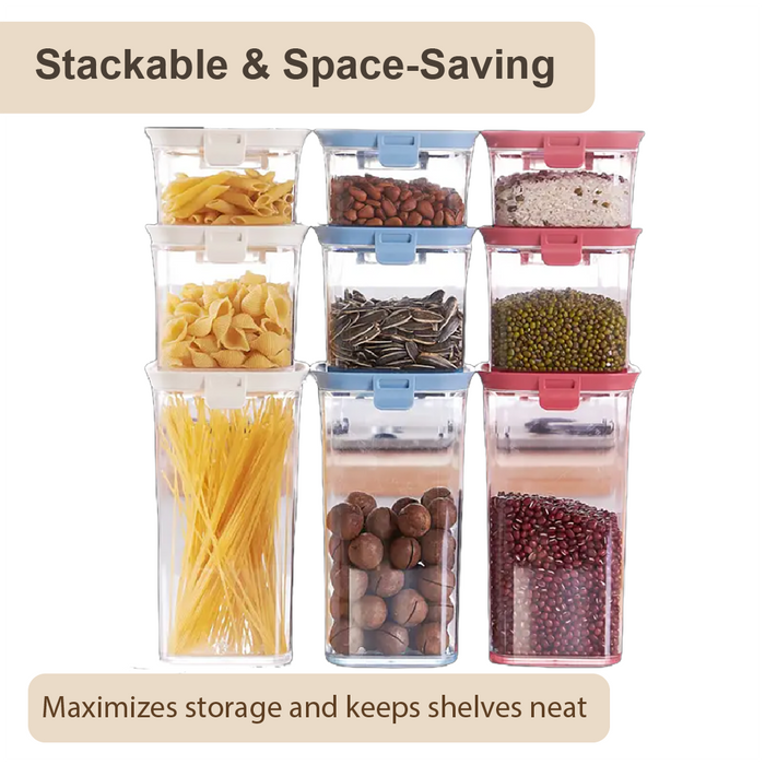 Square Organiser Storage Container with Swivel Airtight Lid Food Dispensers 430ml+680ml , 2 in a set, Multicolor - HippoMart SG