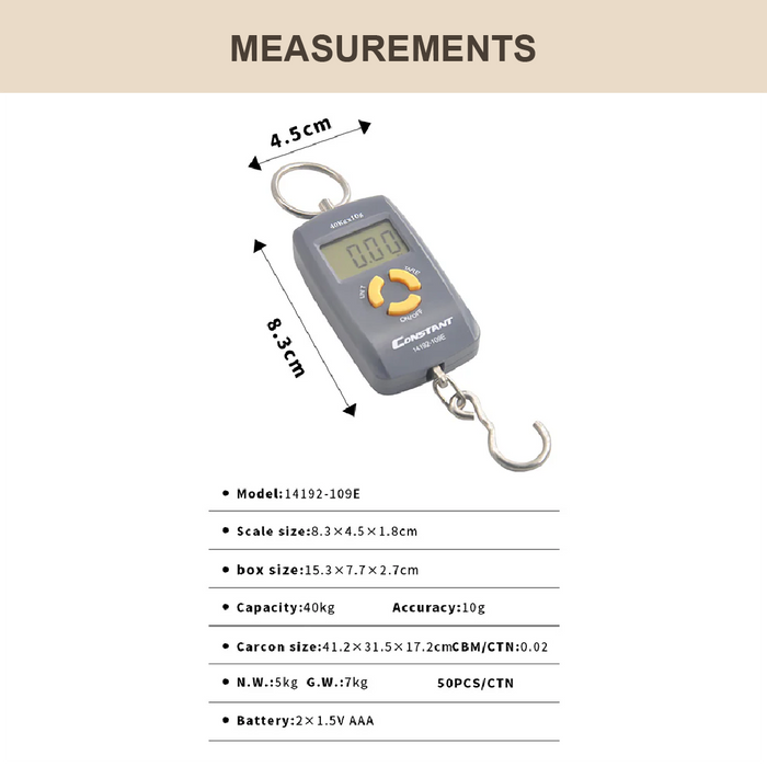 ACCT Digital Portable Weighting Scale, Max 45KG - HippoMart SG