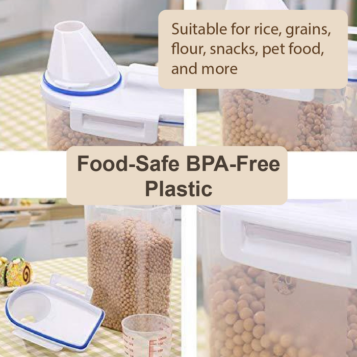 Container Airtight with Measuring Cup & Top Handle Food Storage and Dispensers, 2kg/2000ml - HippoMart SG