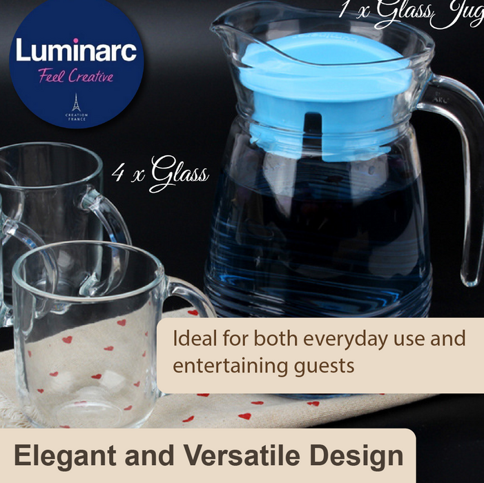 HippoMart Luminarc Glass Jug with 4 pcs Glass Cup set - HippoMart SG