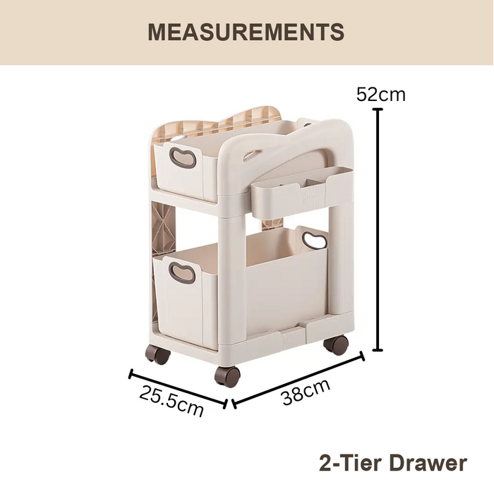 Storage Rack with Wheels, Trolley Shelf, Multipurpose Movable Organizer, Under Desk Trolley - HippoMart SG