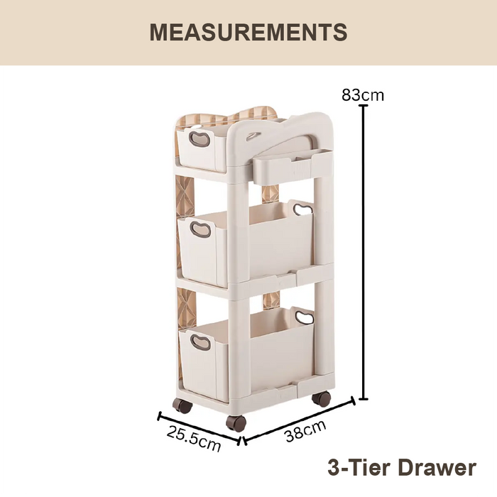 Storage Rack with Wheels, Trolley Shelf, Multipurpose Movable Organizer, Under Desk Trolley - HippoMart SG