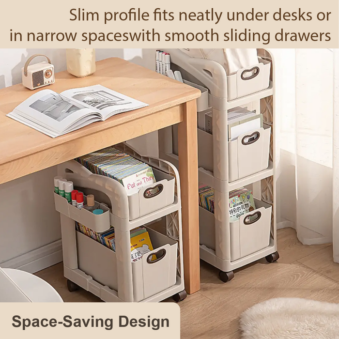 Storage Rack with Wheels, Trolley Shelf, Multipurpose Movable Organizer, Under Desk Trolley - HippoMart SG