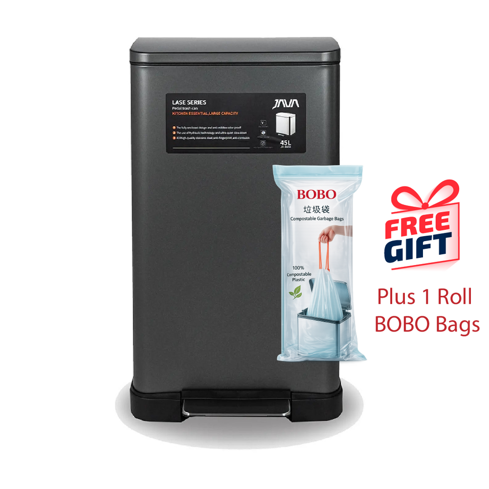 JAVA Dustbin | LASE | JH8858 | 45L | Step Pedal | Soft Closing | Trash Bin | Dustbin for Kitchen